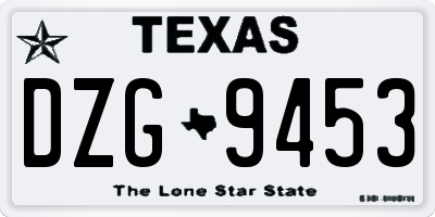 TX license plate DZG9453