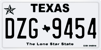 TX license plate DZG9454