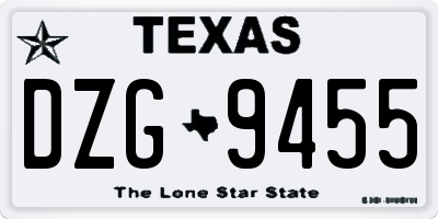 TX license plate DZG9455