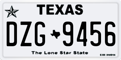 TX license plate DZG9456