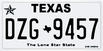 TX license plate DZG9457