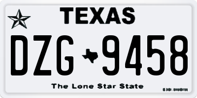 TX license plate DZG9458