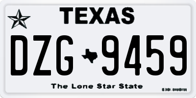 TX license plate DZG9459