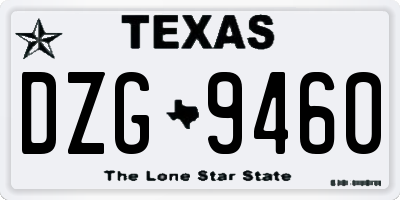 TX license plate DZG9460