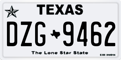 TX license plate DZG9462