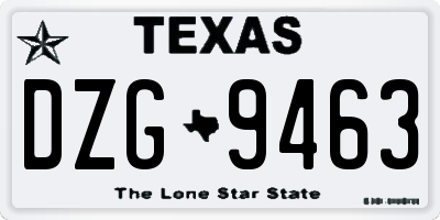 TX license plate DZG9463