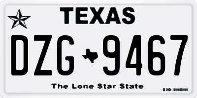 TX license plate DZG9467