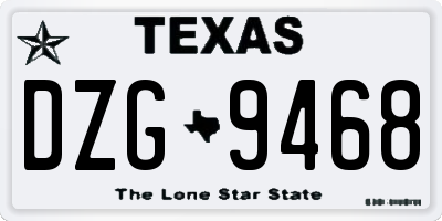 TX license plate DZG9468