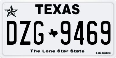 TX license plate DZG9469