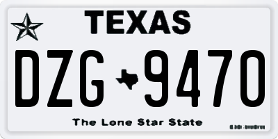 TX license plate DZG9470