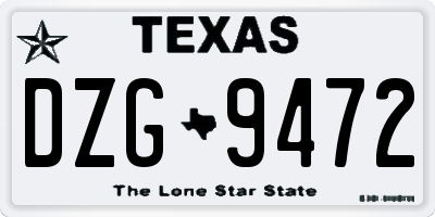 TX license plate DZG9472