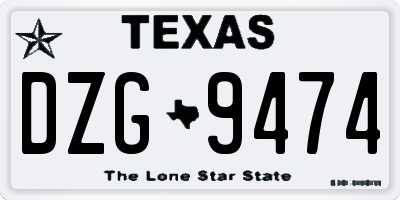 TX license plate DZG9474
