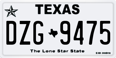 TX license plate DZG9475