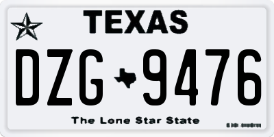 TX license plate DZG9476