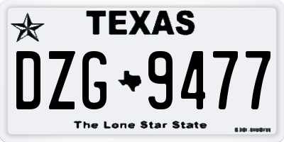 TX license plate DZG9477