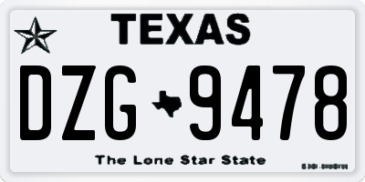 TX license plate DZG9478