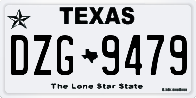 TX license plate DZG9479