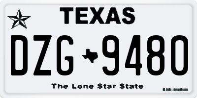 TX license plate DZG9480