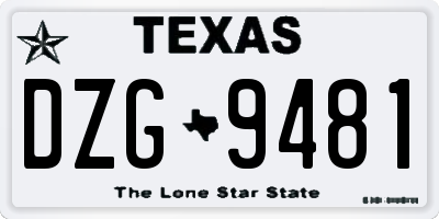 TX license plate DZG9481
