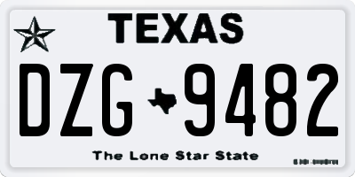 TX license plate DZG9482