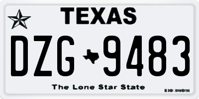 TX license plate DZG9483