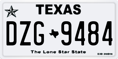 TX license plate DZG9484