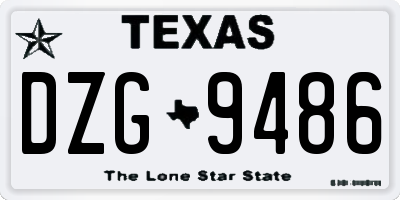 TX license plate DZG9486