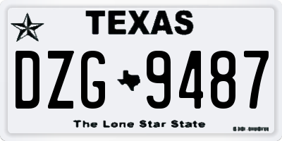 TX license plate DZG9487