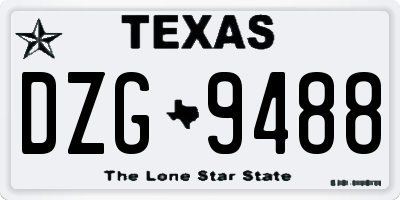 TX license plate DZG9488