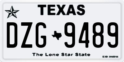 TX license plate DZG9489