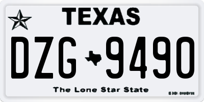 TX license plate DZG9490