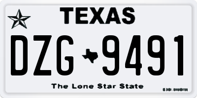 TX license plate DZG9491