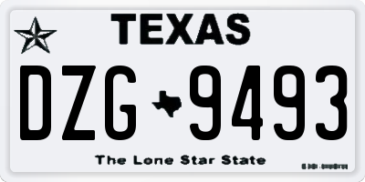 TX license plate DZG9493