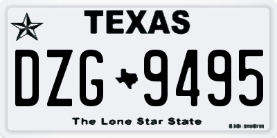 TX license plate DZG9495