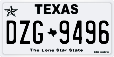 TX license plate DZG9496