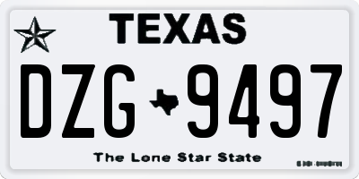 TX license plate DZG9497