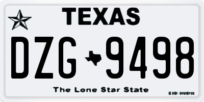 TX license plate DZG9498