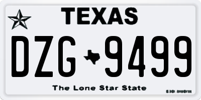 TX license plate DZG9499