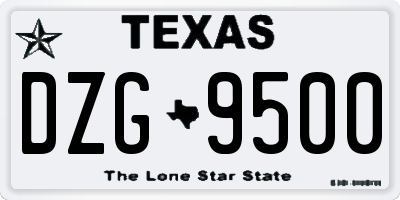 TX license plate DZG9500