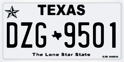TX license plate DZG9501