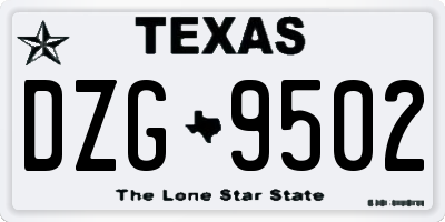 TX license plate DZG9502
