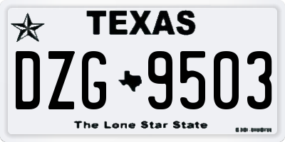 TX license plate DZG9503