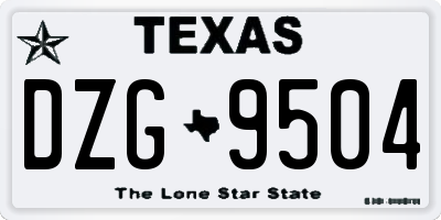 TX license plate DZG9504