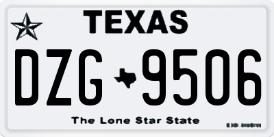 TX license plate DZG9506