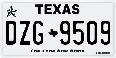 TX license plate DZG9509
