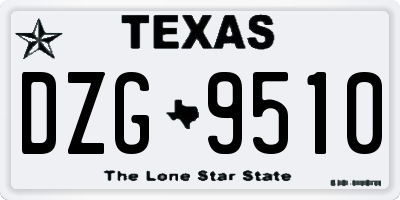 TX license plate DZG9510