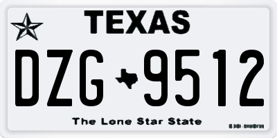 TX license plate DZG9512