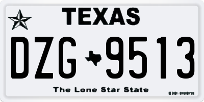 TX license plate DZG9513