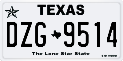TX license plate DZG9514