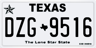TX license plate DZG9516